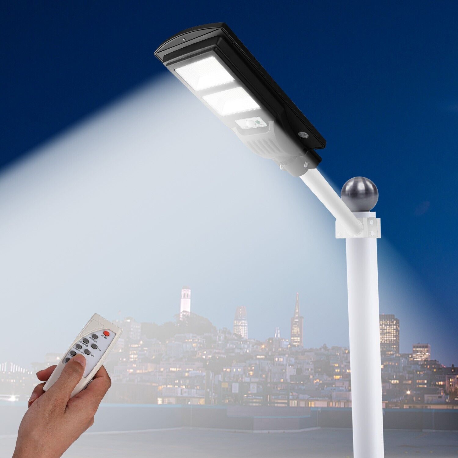 9900000000LM Commercial LED Solar Street Lights Dusk to Dawn BIG Road Lamp +Pole