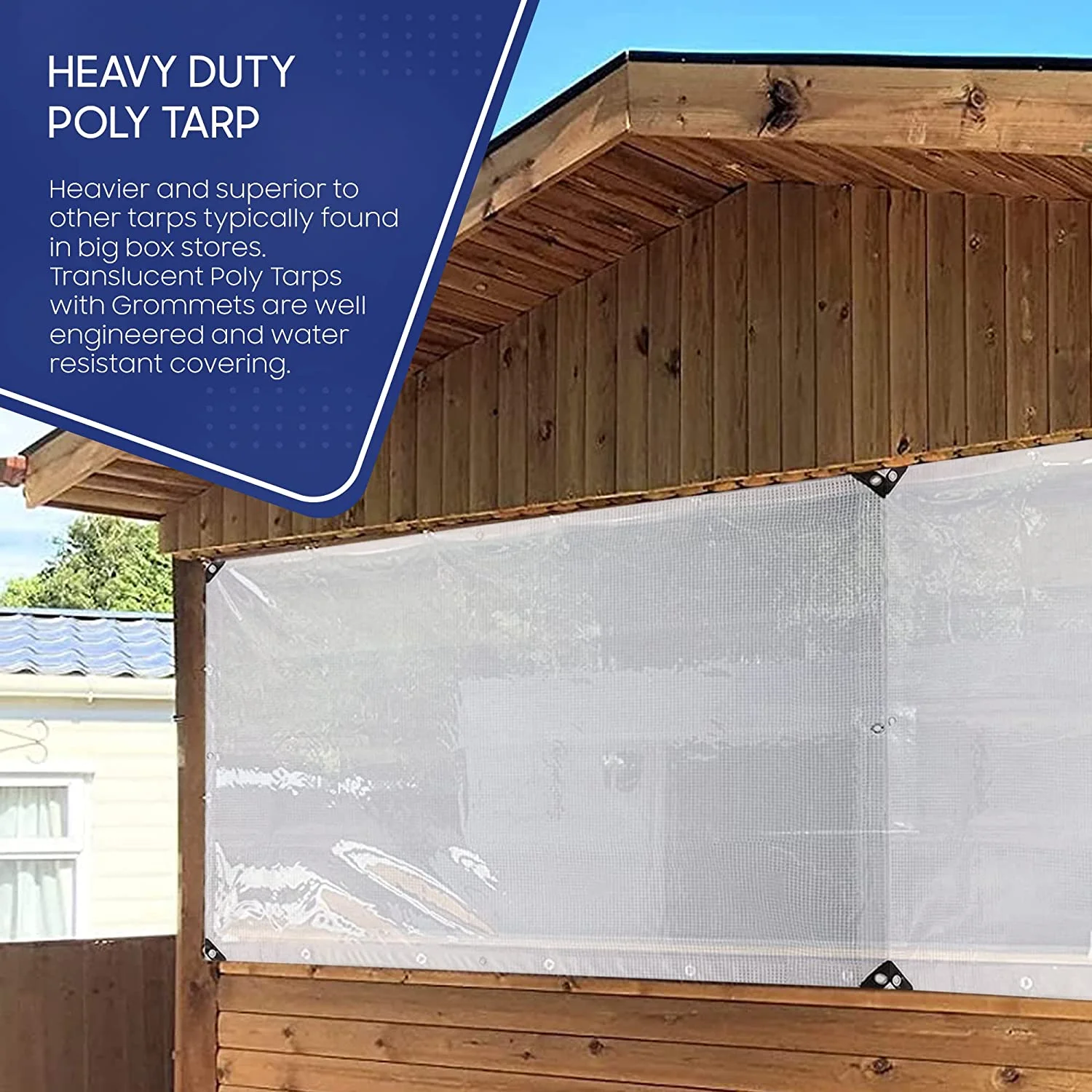 Tarps Now Waterproof Poly Tarps, Translucent Tarp Cover with Grommets- 30' x 30'