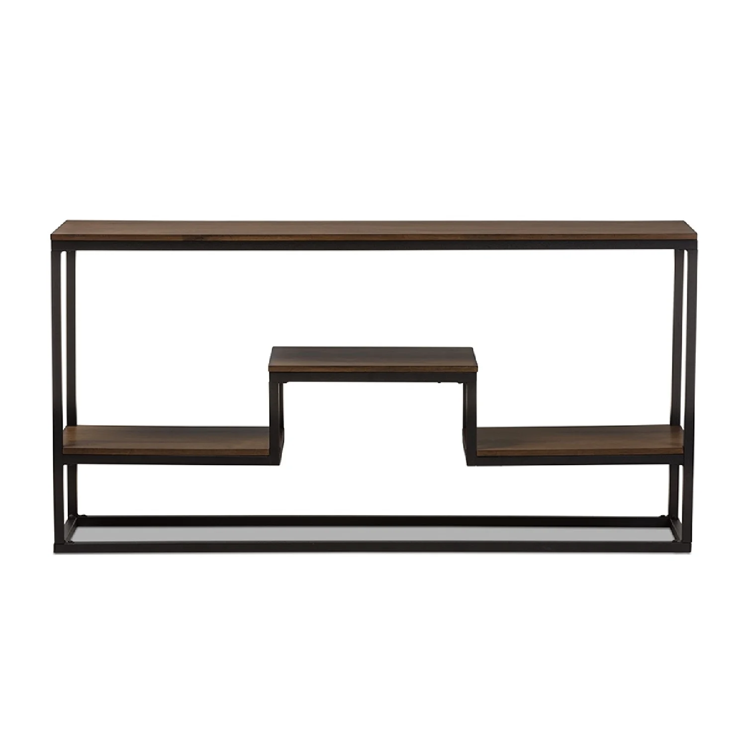 Baxton Studio Doreen Rustic Industrial Style Antique Black Textured Finished Metal Distressed Wood Console Table