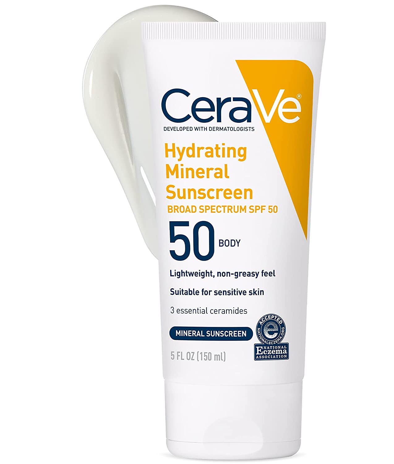 Cerave 100% Mineral Sunscreen Spf 50 | Body Sunscreen With Zinc Oxide & Titanium Dioxide For Sensitive Skin | 5 Oz, 2 Pack
