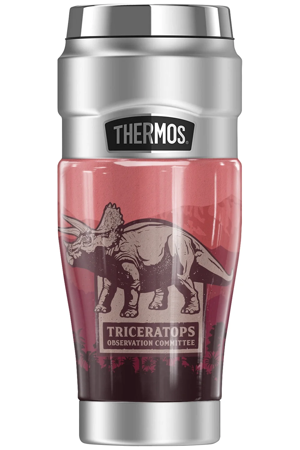 Jurassic World Triceratops Observation Committee THERMOS STAINLESS KING Stainless Steel Travel Tumbler, Vacuum insulated & Double Wall, 16oz