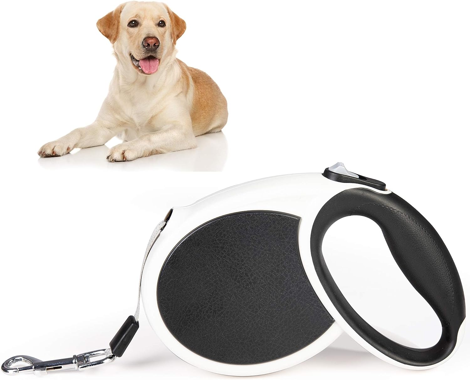 Retractable Dog Leash 23ft Heavy Duty Traction Dog Rope,360°Tangle-Free Dog Walking Leash, Strong Reflective Nylon Tape with Anti-Slip Handle, 3-bunton Control