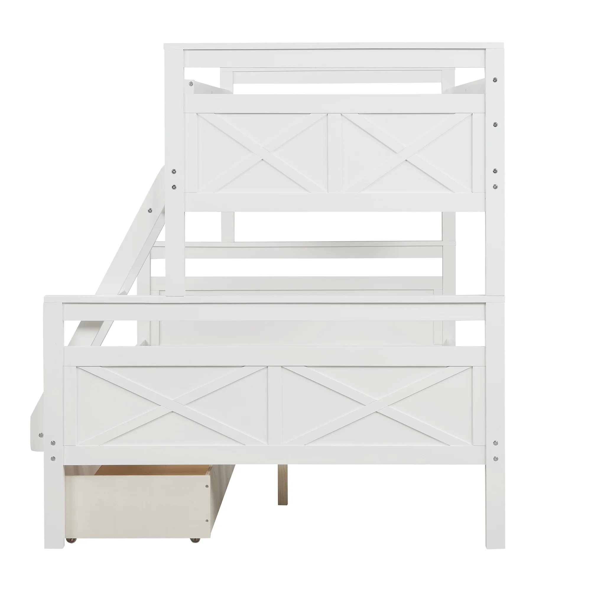 Nestfair White Twin Over Full Bunk Bed with 2-Drawers