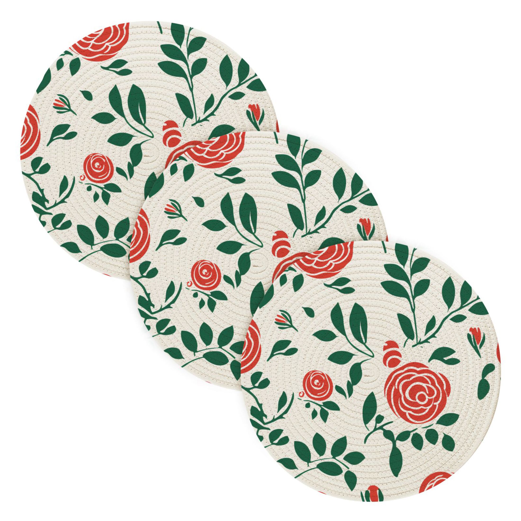Peony Abstract Flowers 3 PCs Pot Holders Trivets Kitchen 15