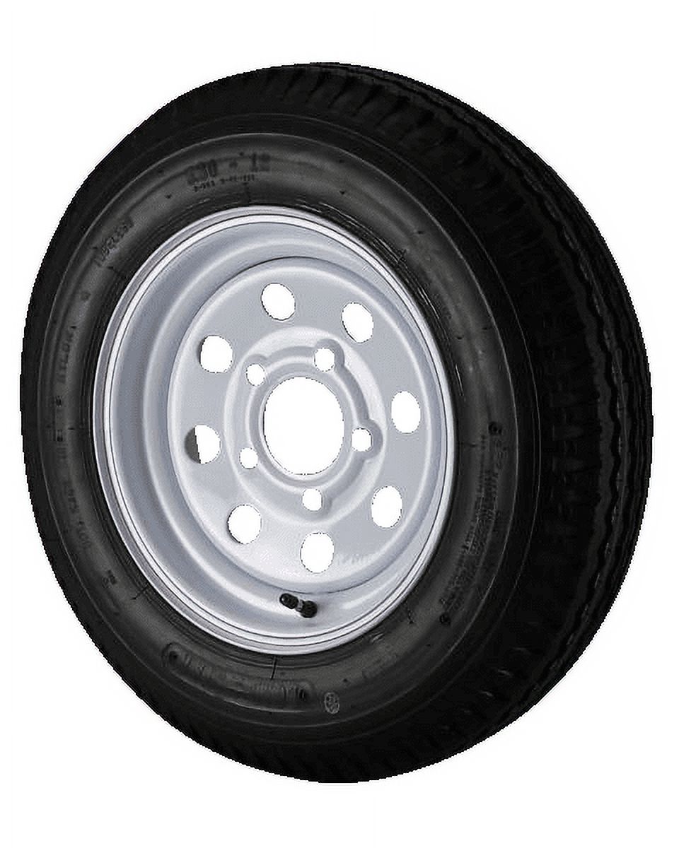 4.80X12 Loadstar Trailer Tire LRC on 5 Bolt White Mod Wheel