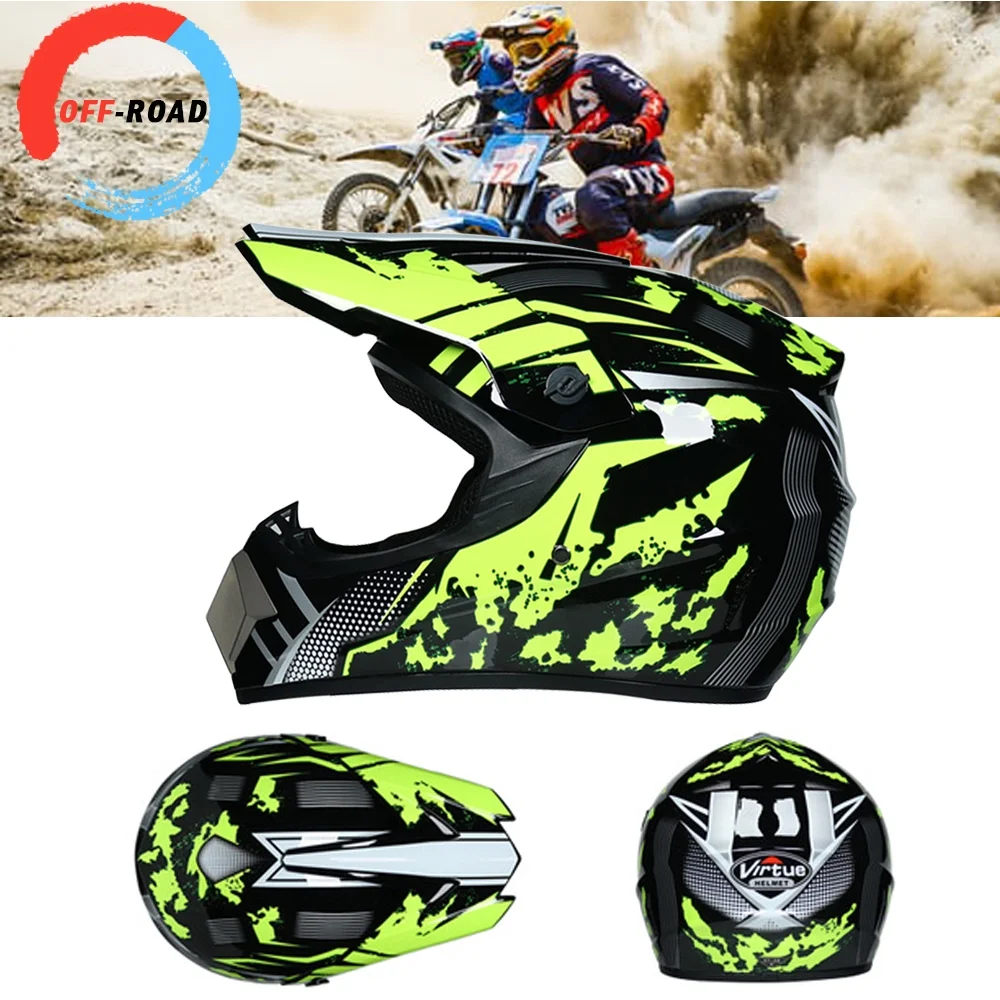 Motocross Helmet,Outdoor adult Full Face MTB Helmet Set Motorcycle Crash Helmet for Downhill Off-Road Dirt Bike Motorbike
