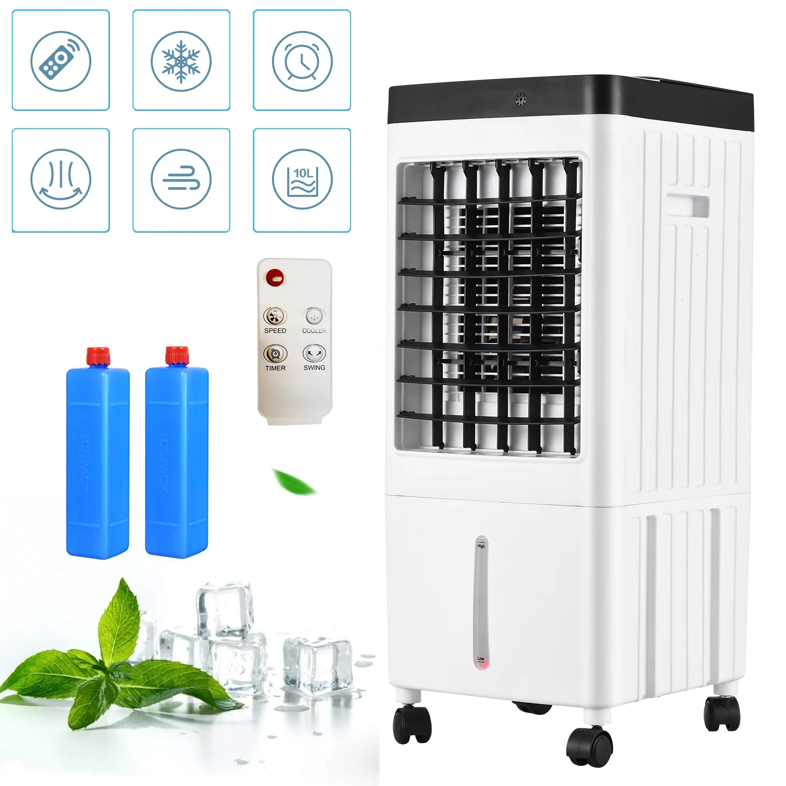 iMeshbean 110V 65W Portable Air Conditioner, 3-IN-1 Evaporative Air Cooler, Ultra-large Air Volume Portable AC, 3 Wind Speeds, Fan Humidifier, Misting Fan for Indoor Home Office