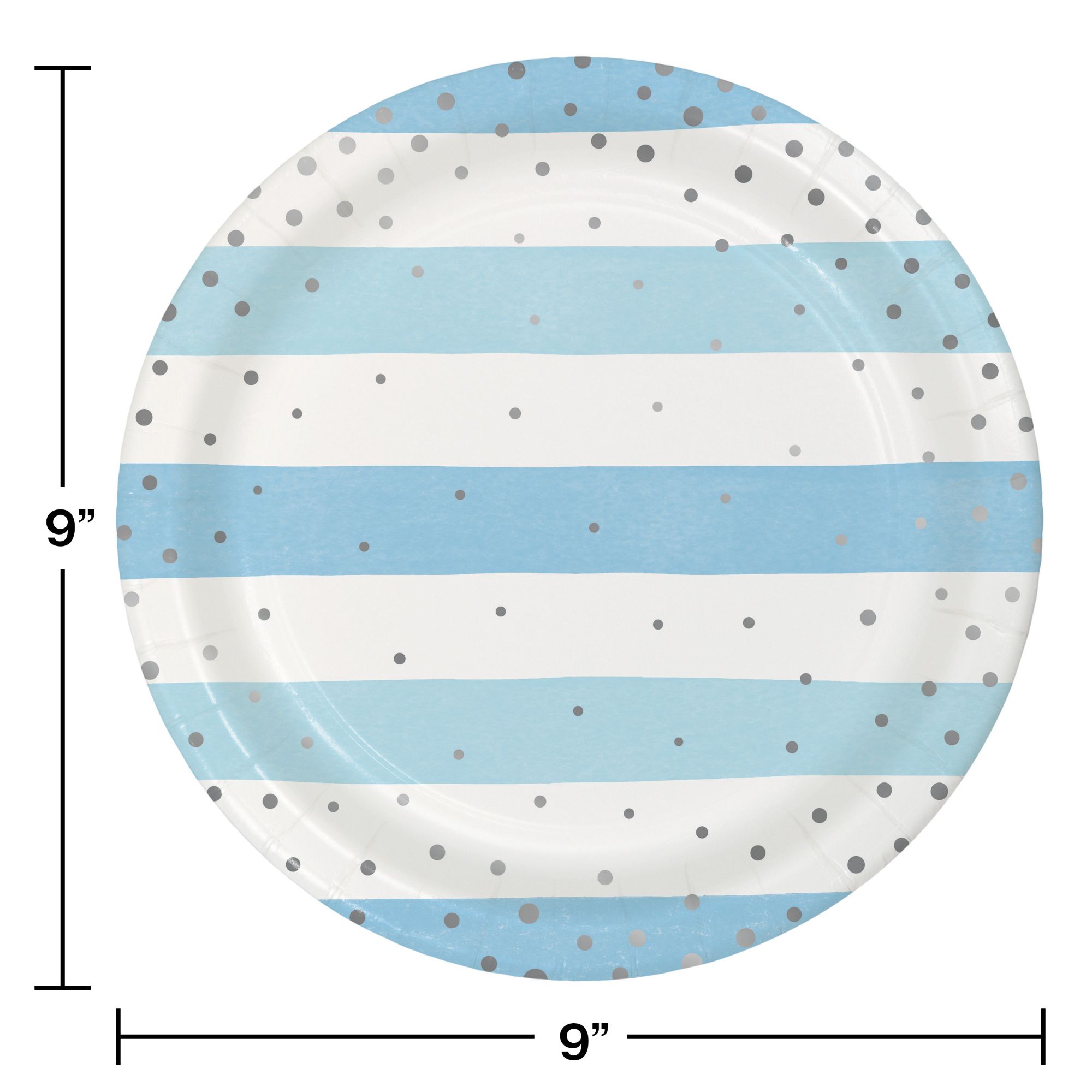 Creative Converting 346291 9 in. Foil Celebration Dinner Plates, Blue & Silver - 96 Count