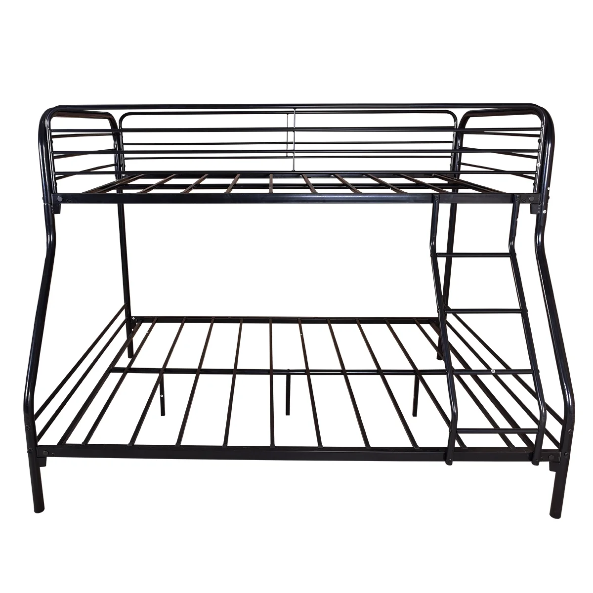 Heavy Duty Twin-Over-Full Metal Bunk Bed, Easy Assembly with Enhanced Upper-Level Guardrail, Black