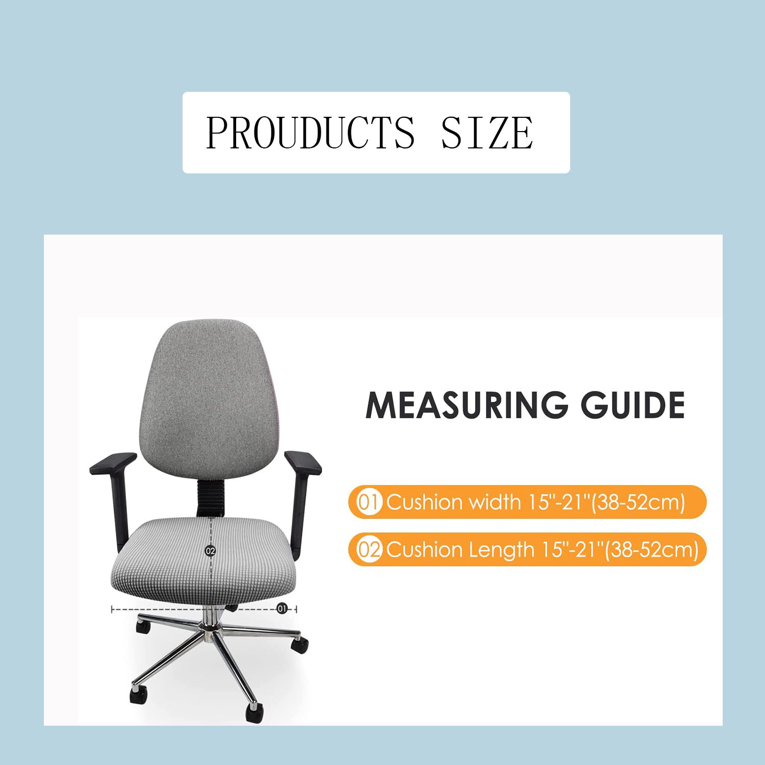 Soft Stretch Spandex Chair Seat Slipcover and Backrest Cover, Washable Chair Slipcovers fit for Office Computer Chairs, Dining Room Chairs, Bar Wedding Party Decor