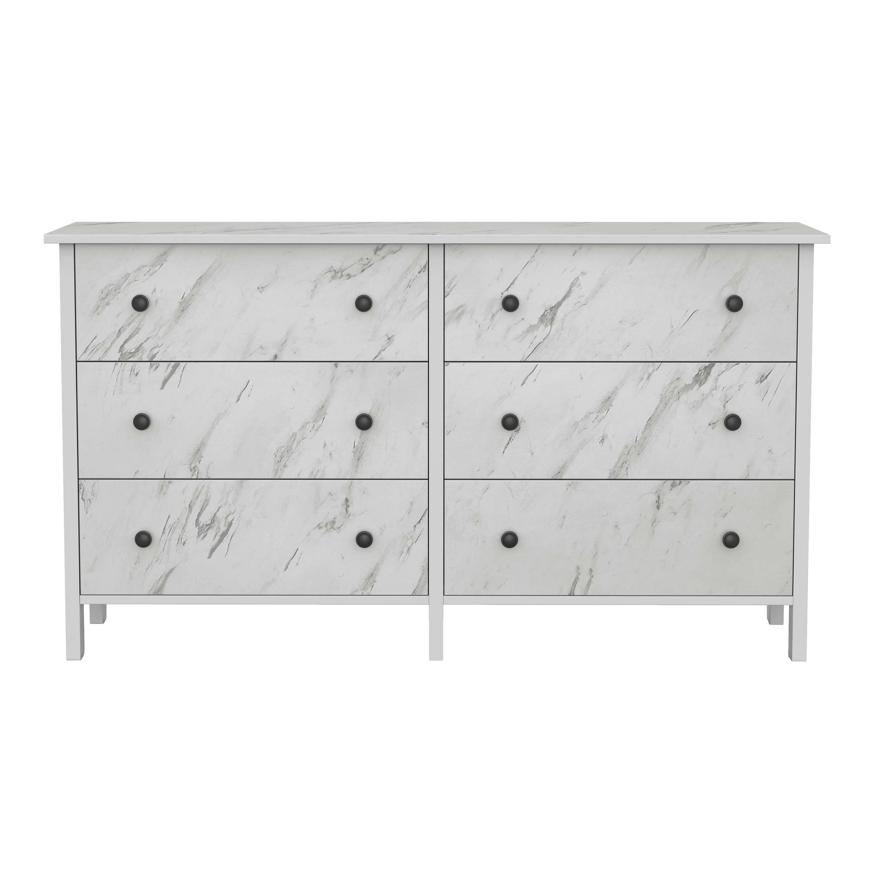 Tilde Indoor 6-Drawer Wood Marble Cabinet Dresser for Bedroom by Furniture of America