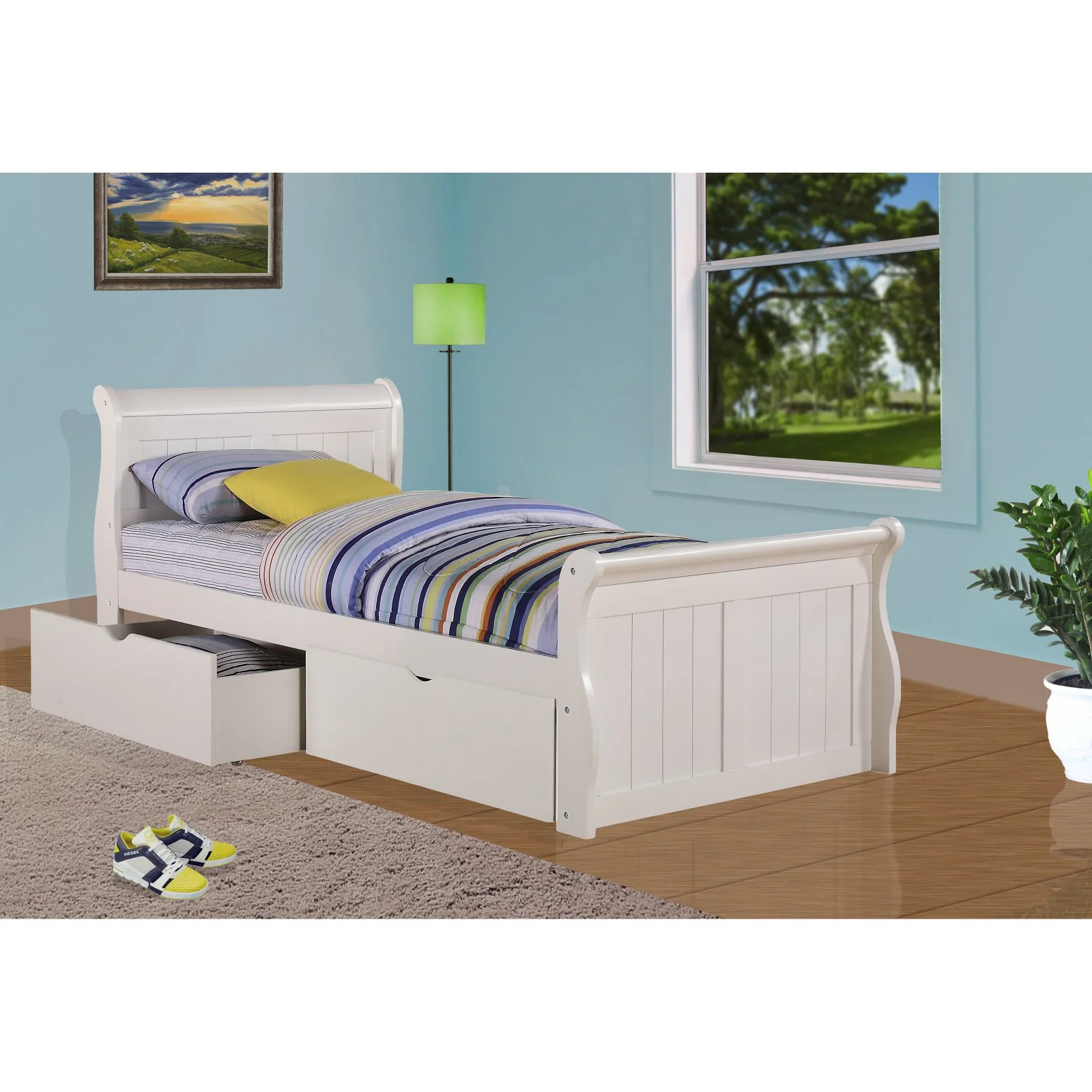 Donco Sleigh Bed - White