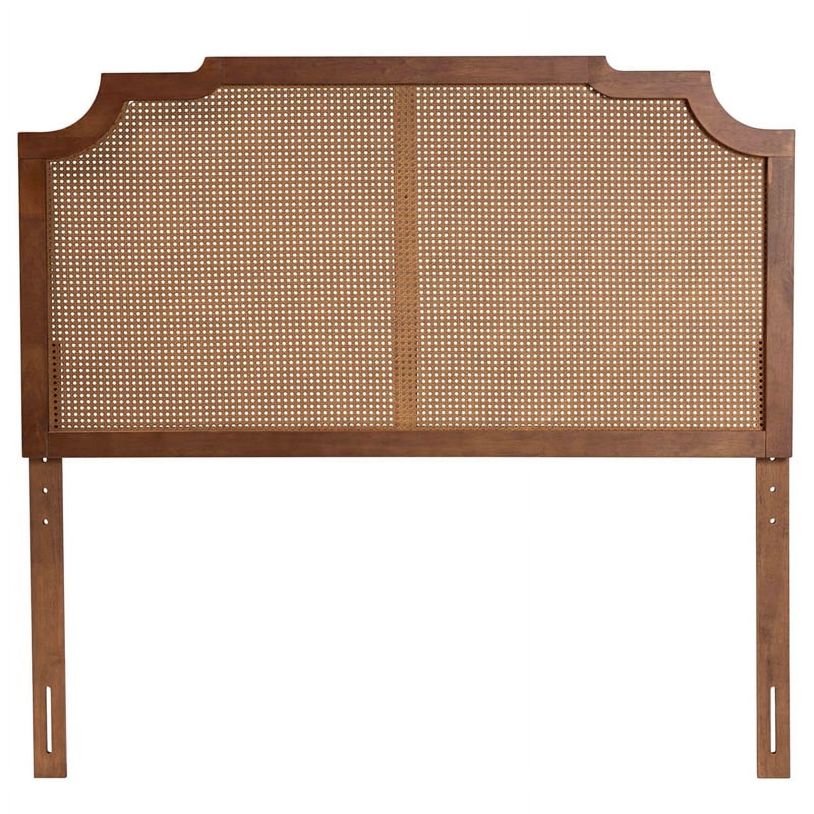 Pemberly Row Wood & Rattan King Size Headboard in Ash Walnut