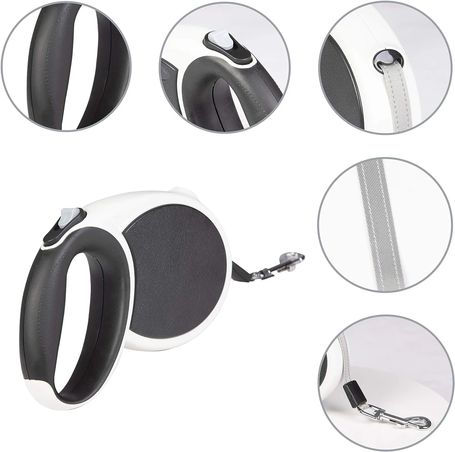 Retractable Dog Leash 23ft Heavy Duty Traction Dog Rope,360°Tangle-Free Dog Walking Leash, Strong Reflective Nylon Tape with Anti-Slip Handle, 3-bunton Control