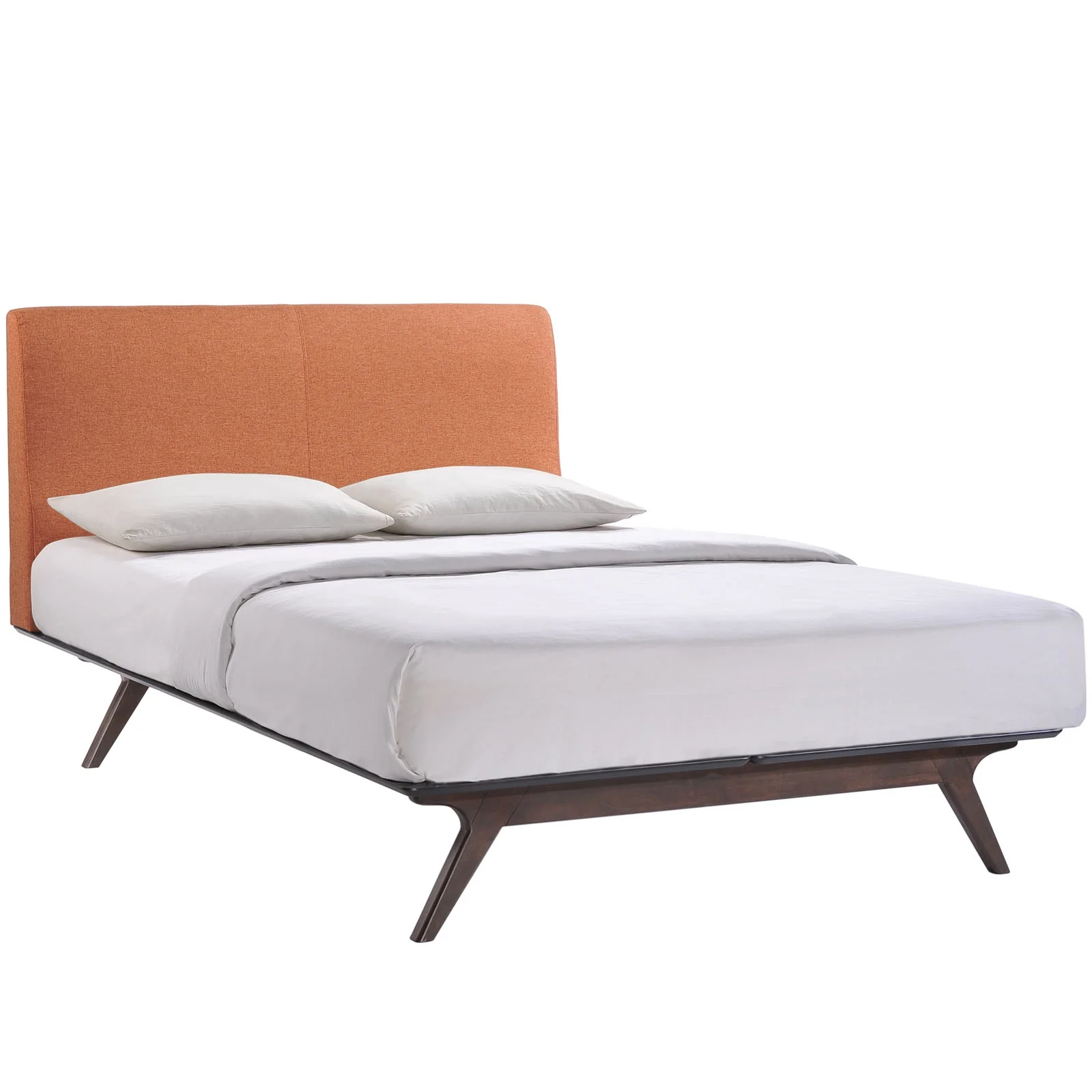 Modern Urban Contemporary 2 pcs Queen Size Bedroom Set, Orange Fabric Wood