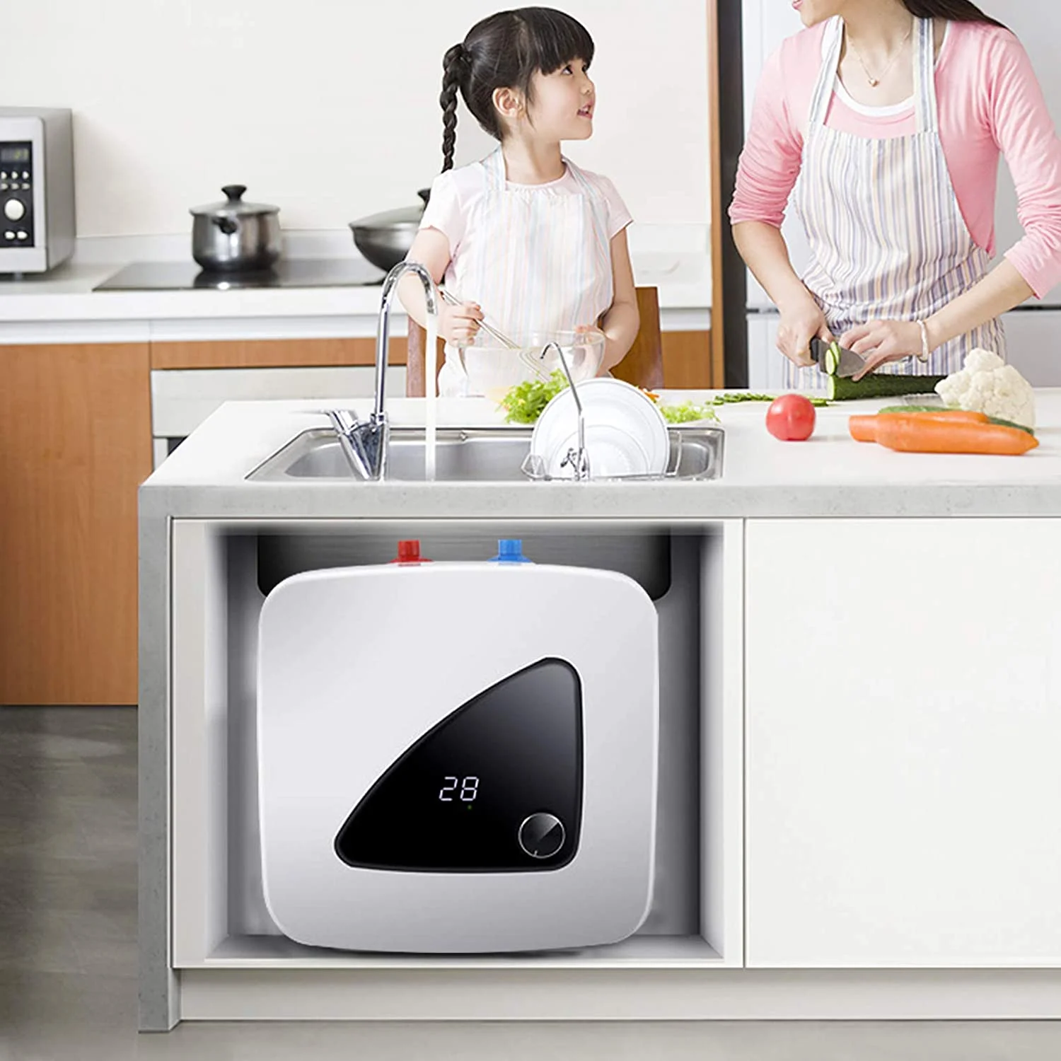 TFCFL 1500W Electric Mini Hot Water Heater Instant Hot Water Boiler Shower 6L