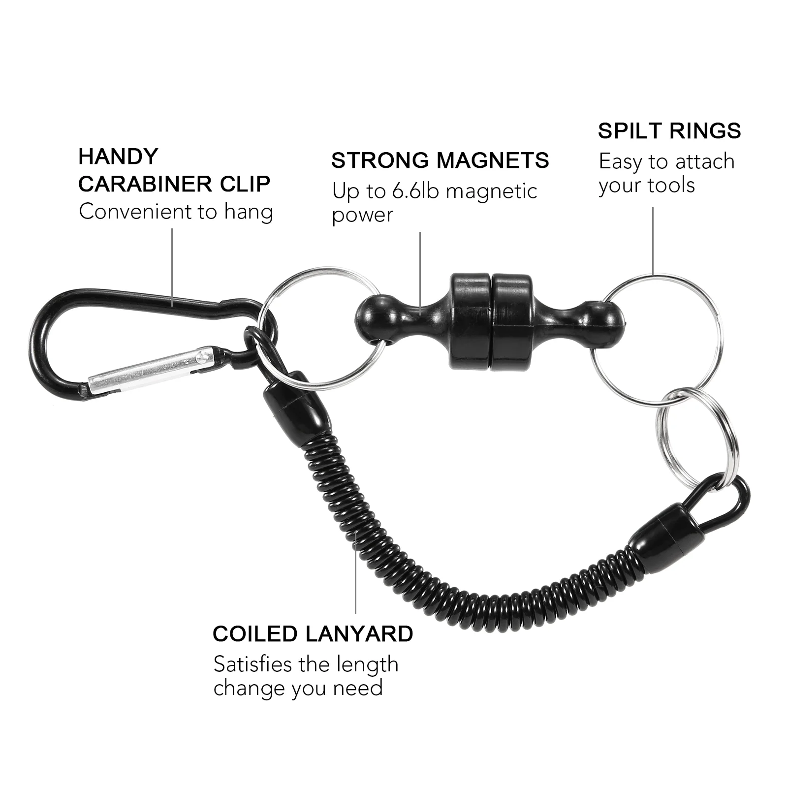 Lixada Coil Lanyard,Carabiner Clip Net Coil Coil Carabiner Clip 6pcs Coil Carabiner Clip Net Net