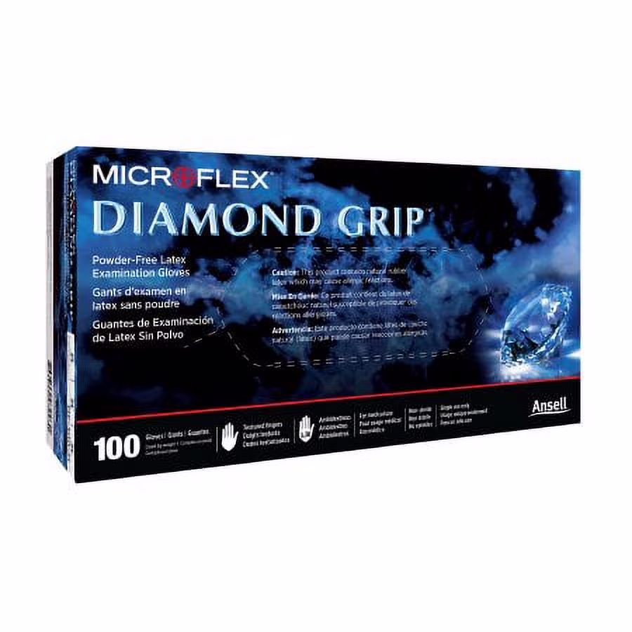 Microflex Diamond Grip MF-300 Latex Gloves - Disposable, Exam Grade, Size Large (pack of 100)