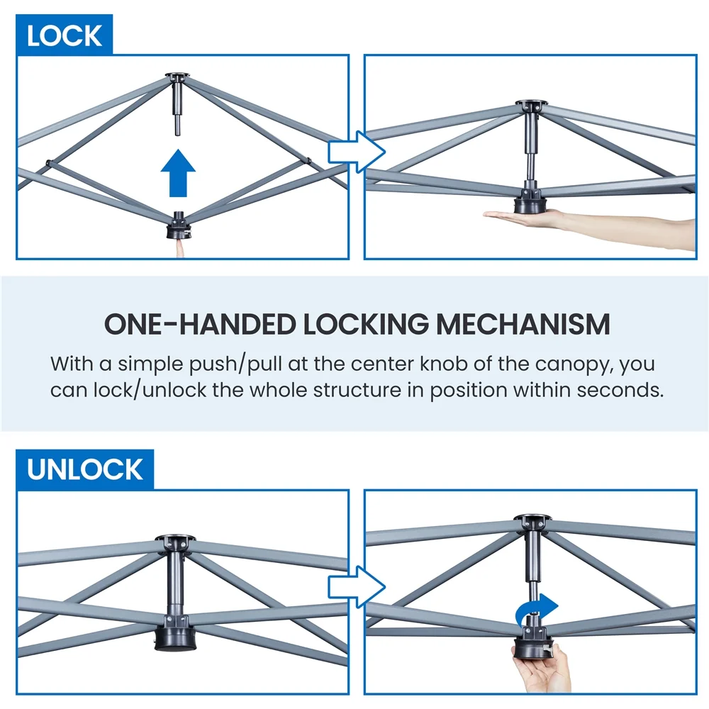 Yaheetech 8x8ft Pop-up Canopy with with One-Push-To-Lock Setup Mechanism, Blue