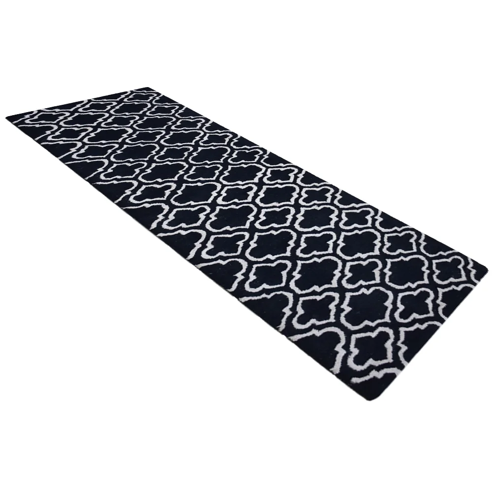 Rugsotic Carpets Hand Tufted, Geometric Wool Runner Area Rug, Black,White, 2'6