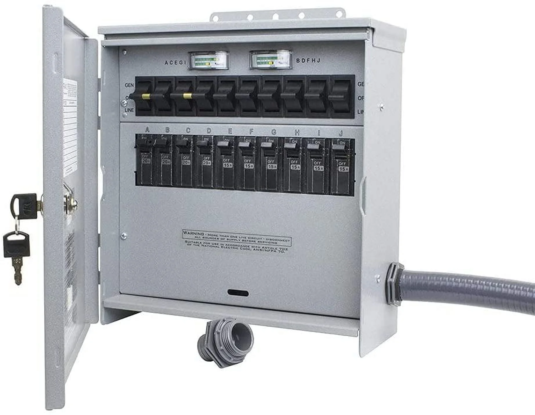 R510A Pro/Tran2 Outdoor 50-Amp 10-Circuit 2 Manual Transfer Switch with CS6375 Power Inlet