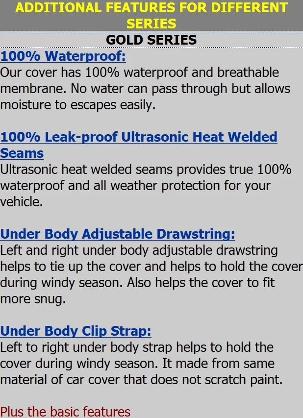 Car Cover fits 2015 2016 2017 2018 2019 SUBARU IMPREZA SEDAN XCP Waterproof Gold Series Black