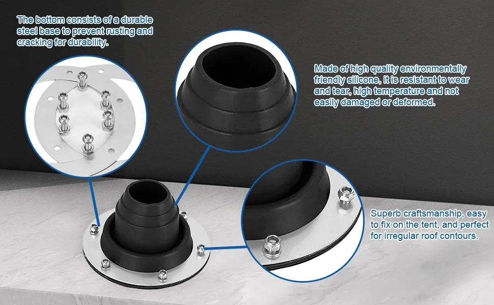 Tent Jack High Temp Fire Resistant Anti Scald Protection Firewood Steel Base Chimney Vent for Hot Tent Yurt Tipi