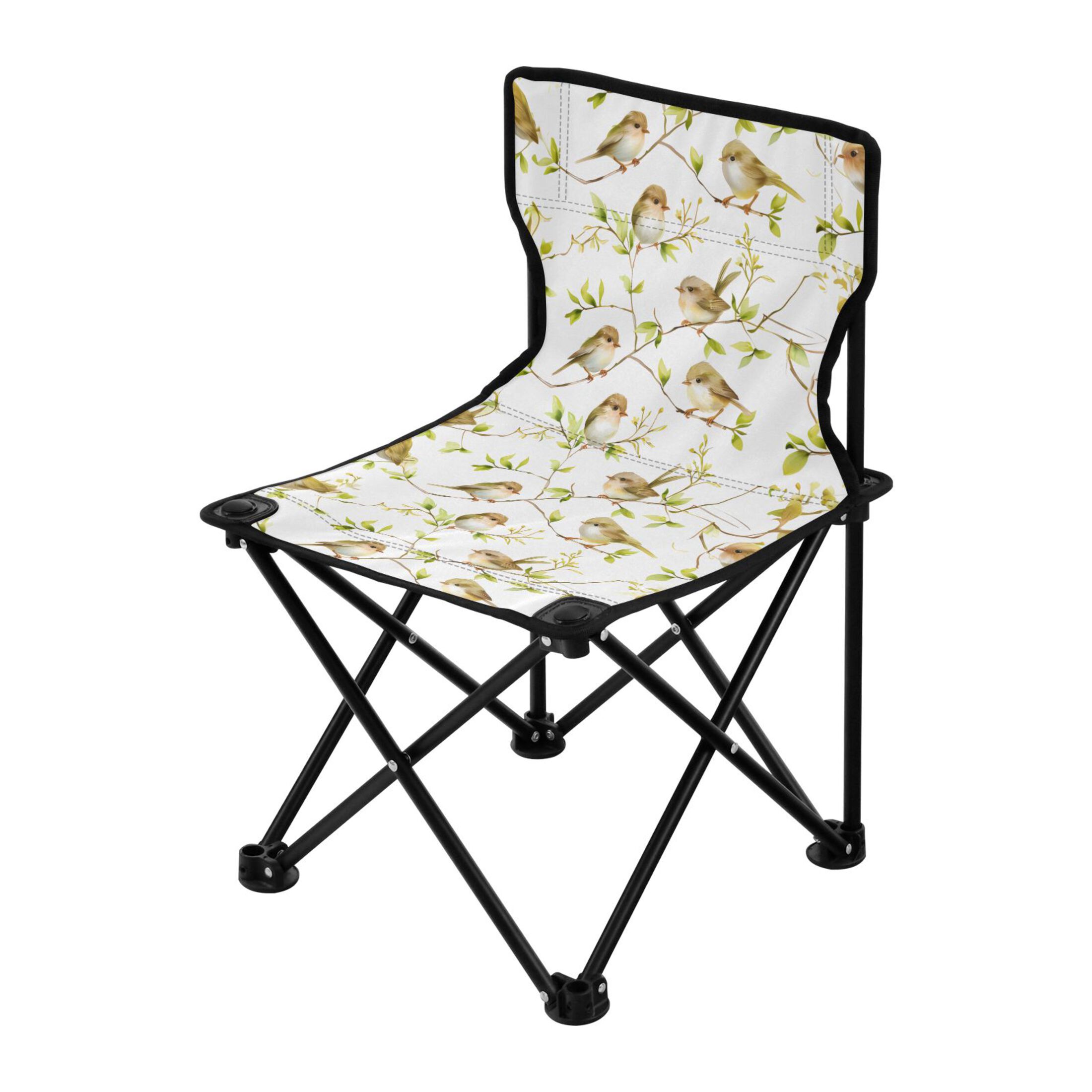 Birds on Tree Branch Portable Camping Chair Outdoor Folding Beach Chair Fishing Chair Lawn Chair with Carry Bag Support to 220LBS
