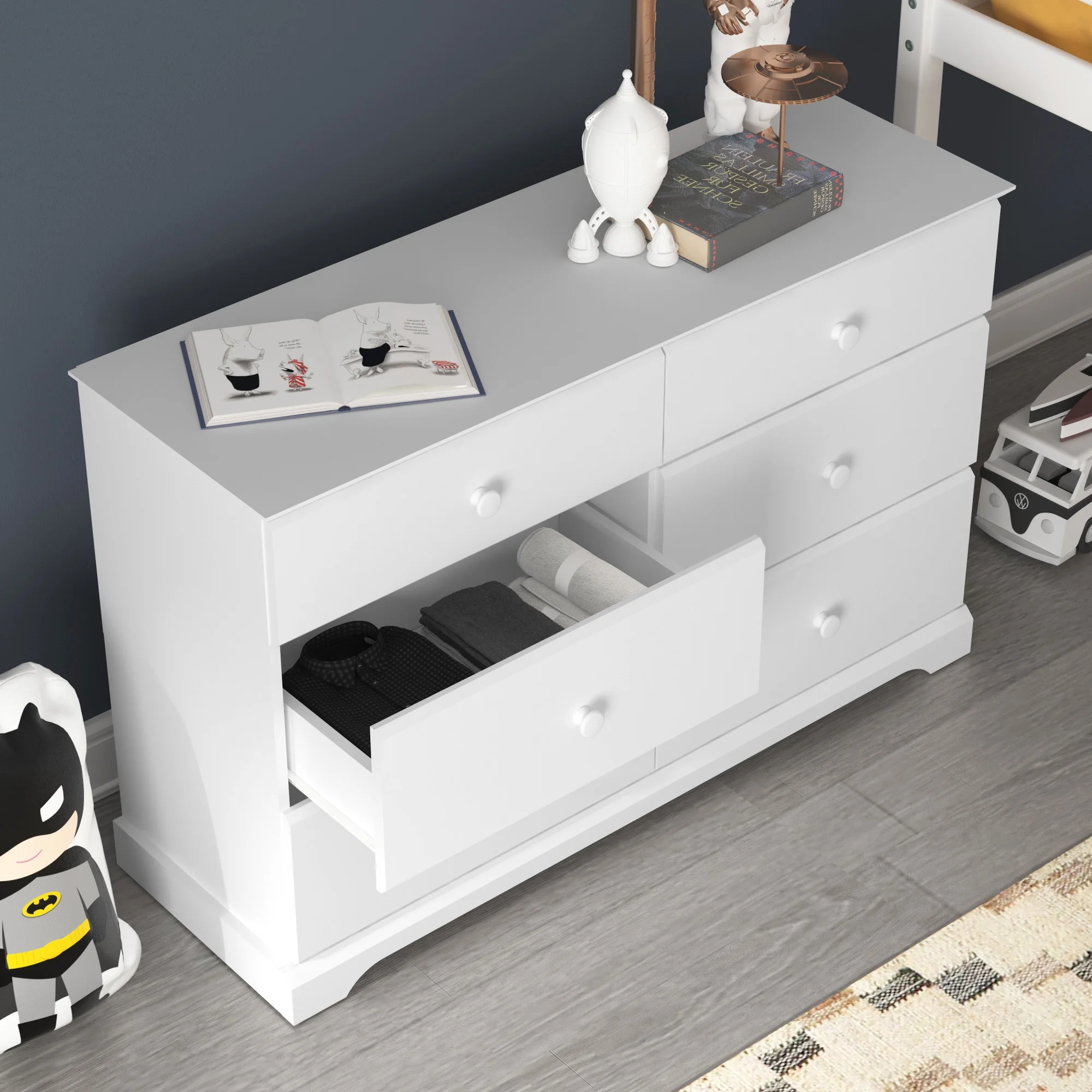 Hillsdale Campbell 6-Drawer Kids Dresser, White