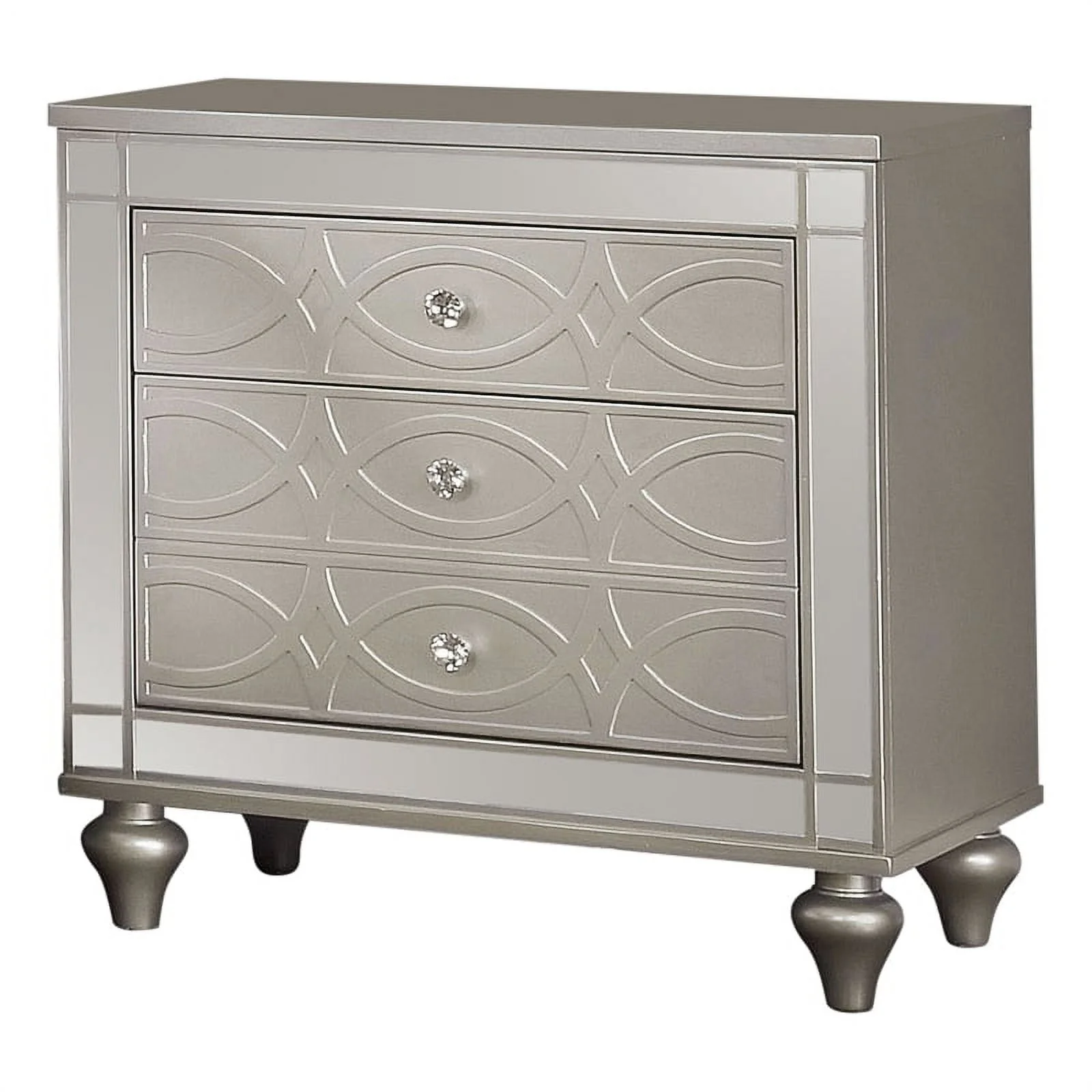 FOA Emegine 3-Piece Silver Wood Bedroom Set - Queen + Nightstand + Dresser