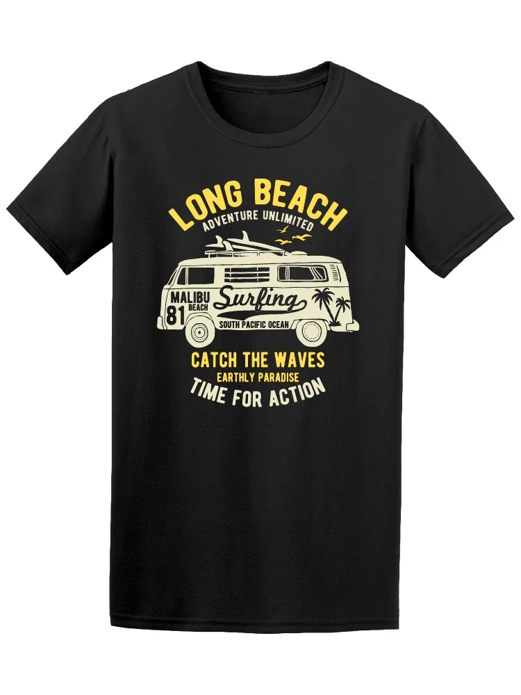 Malibu Long Beach Adventure Surf T-Shirt Men -Image by Shutterstock, Male Medium