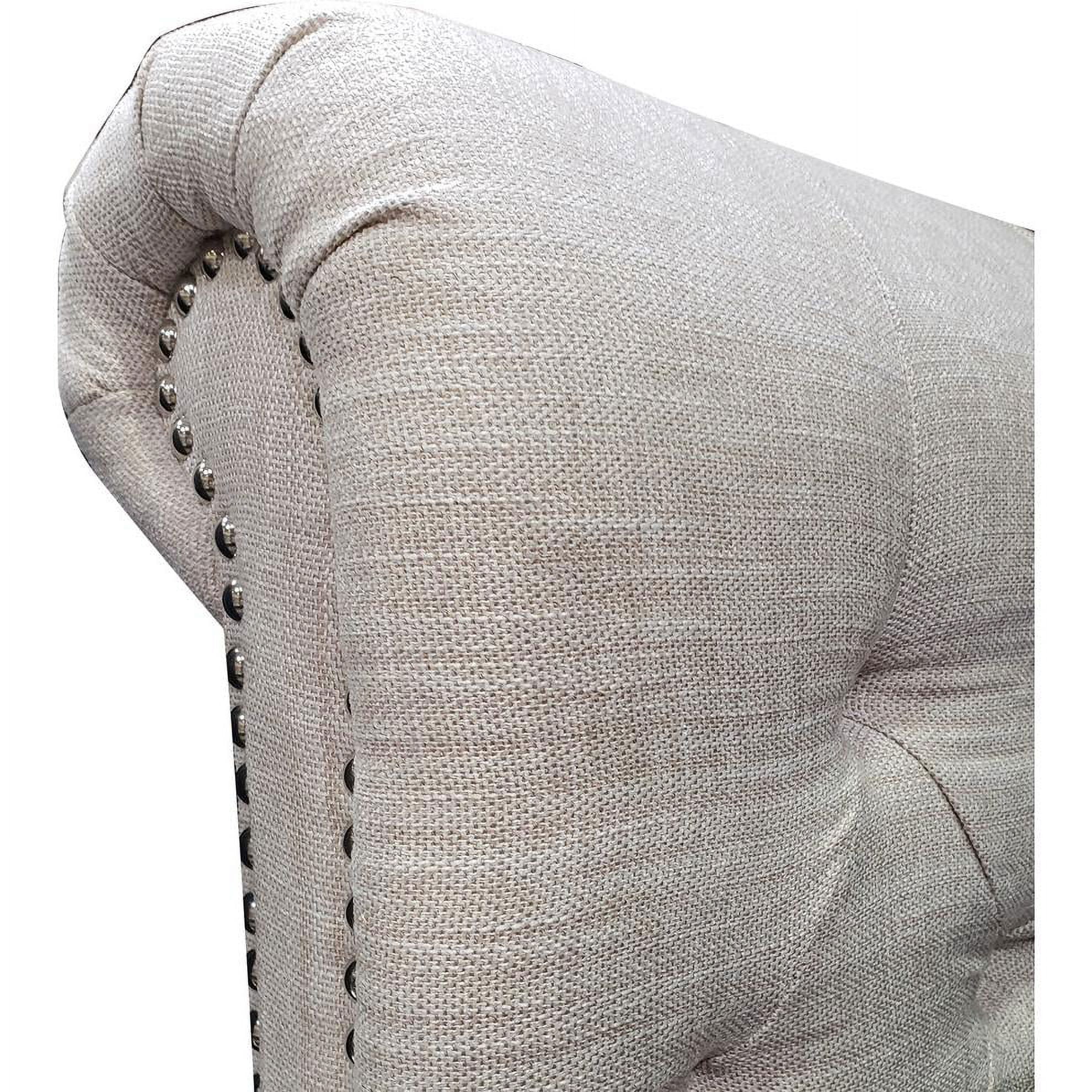 Best Master Marseille Fabric Upholstered Tufted Cal King Bed in Cream