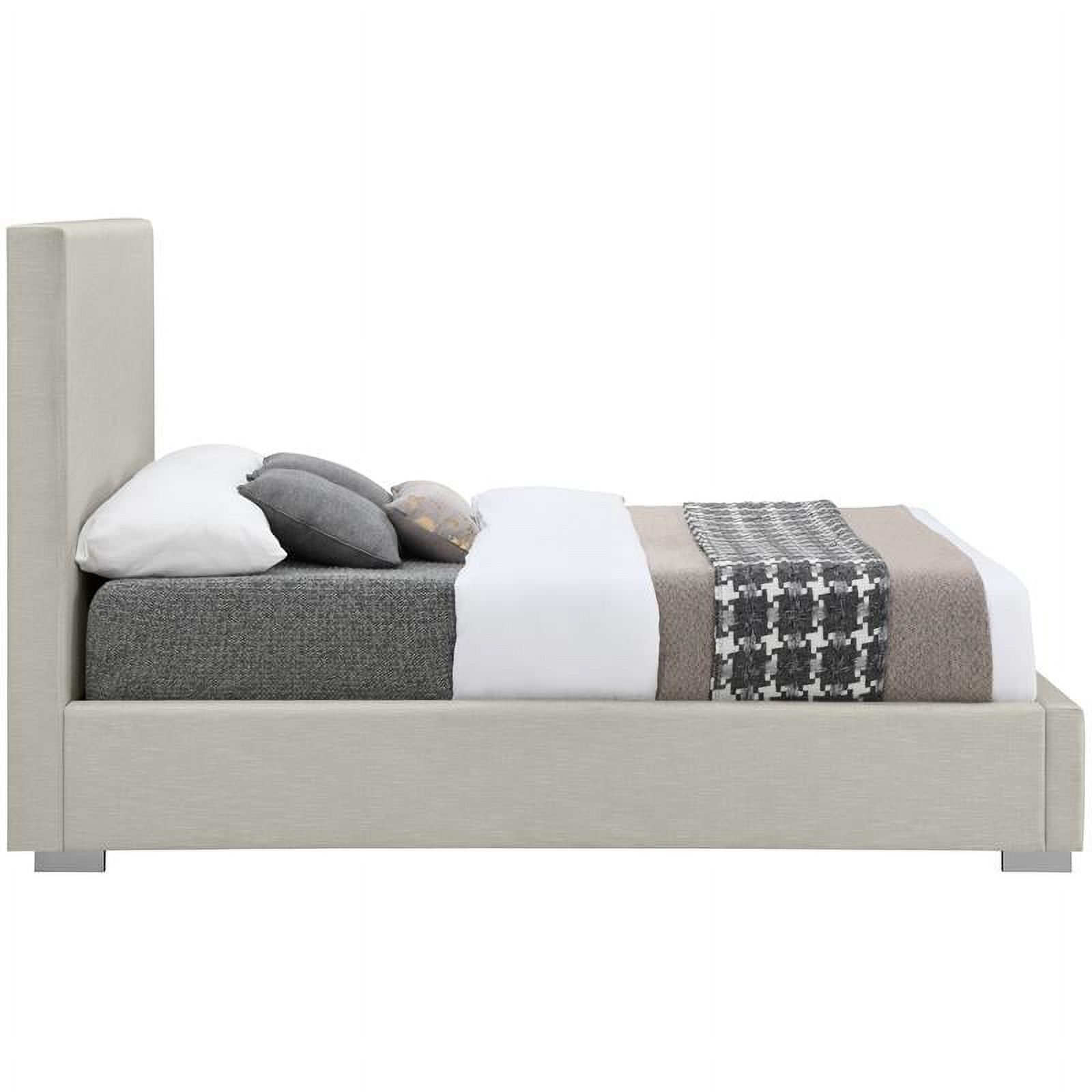 Meridian Furniture Crosby Beige Linen Textured Fabric Queen Bed