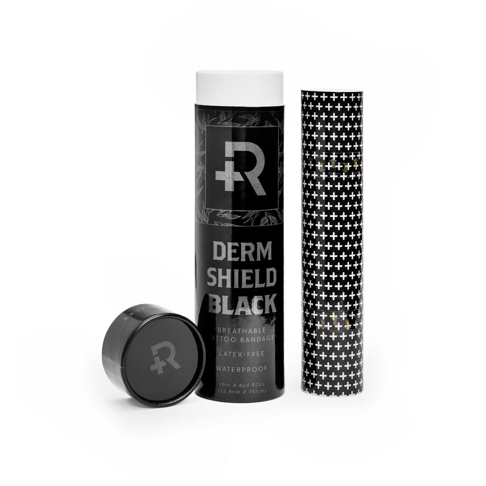 Recovery Derm Shield Tattoo Aftercare Bandage Roll - Black, Waterproof Adhesive Bandages - 10 Inches x 8 Yards
