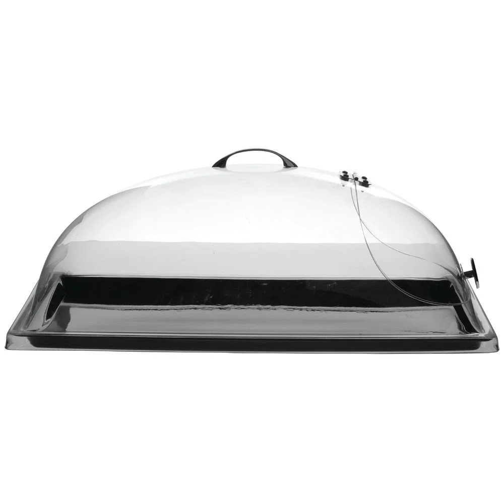 HUBERT® Dome Tray Cover with Hinged Cut-Out On End Rectangular Clear Break Resistant Polycarbonate - 20