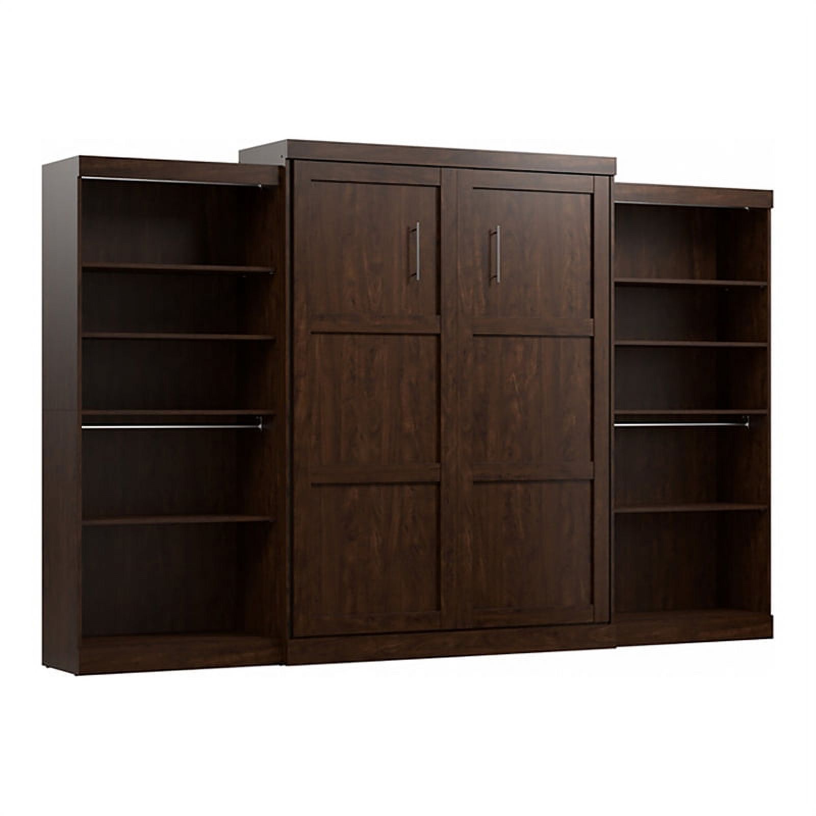 Atlin Designs Transitional Wood Queen Wall Bed with Storage in Chocolate