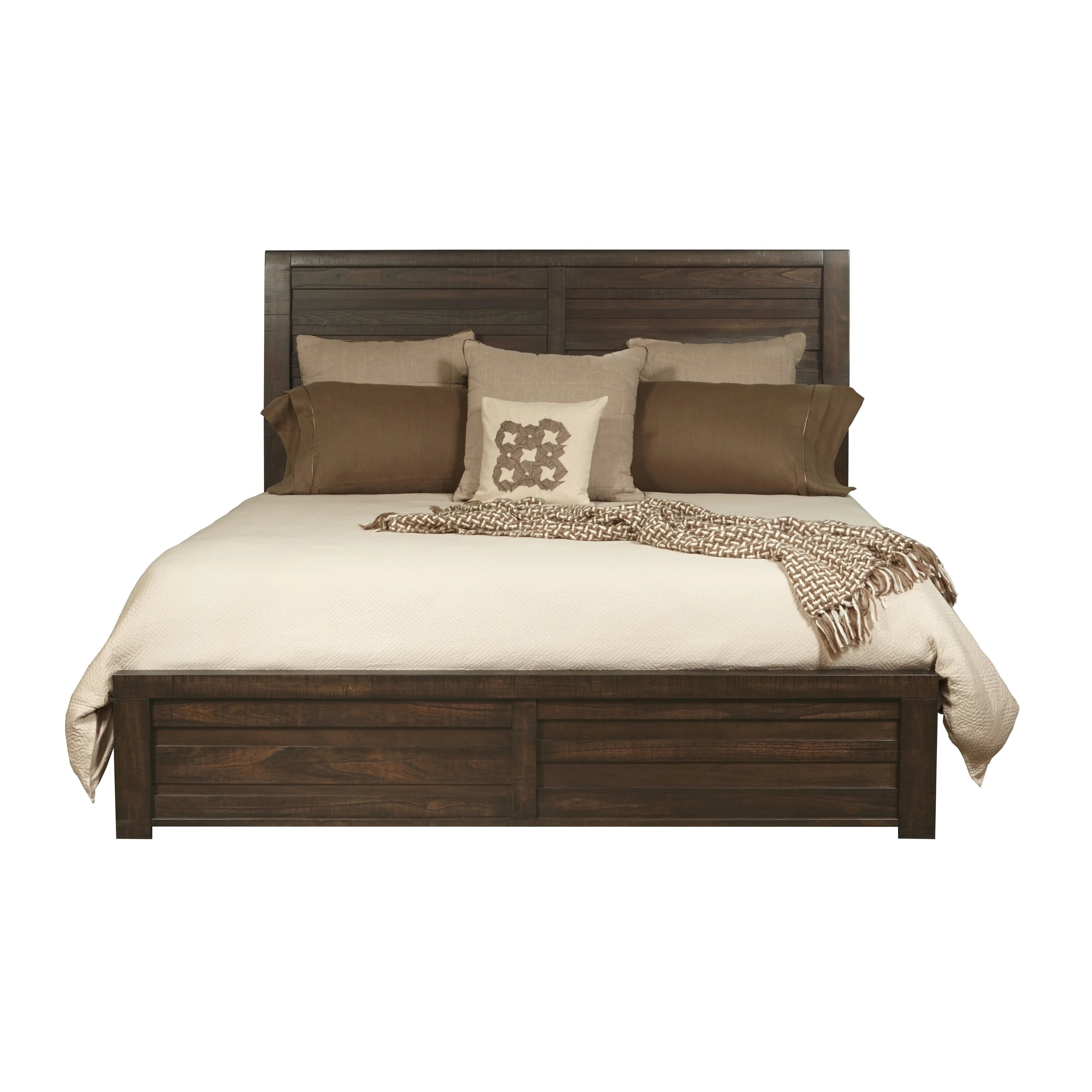 Sedona Transitional Wood Bedroom Set, Panel King Bed with Two Nightstands in Espresso