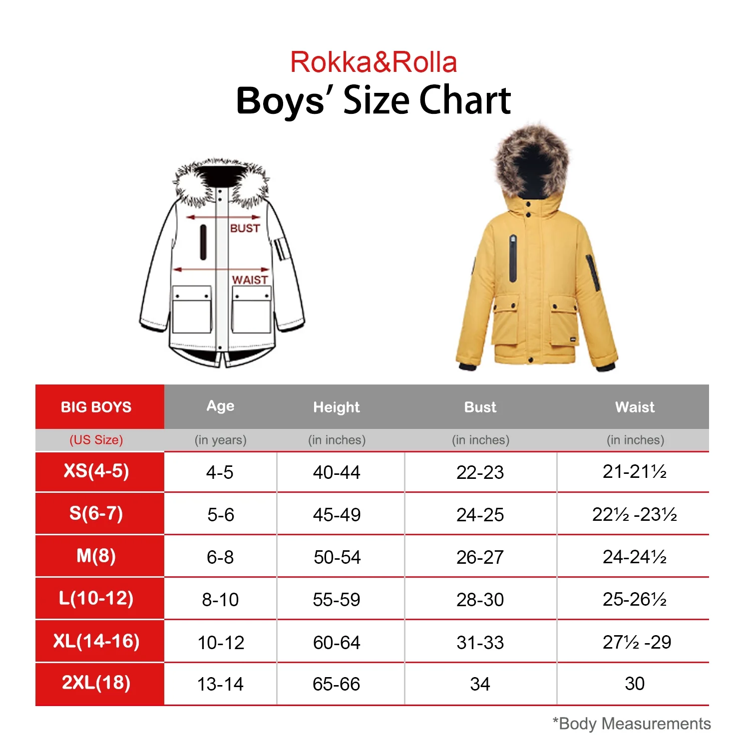 Rokka&Rolla Boys' Winter Coat with Faux Fur Hood Parka Jacket, Sizes 4-16