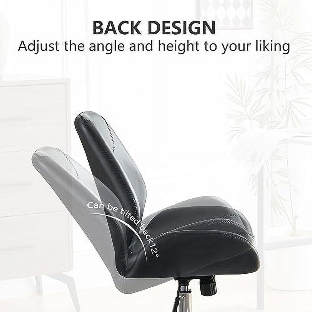 xrboomlife Armless Office Desk Chair  Mid-Back PU Leather Computer Task Chair with  Degree Swivel Wheels  Adjustable Height  Tilt  - Grey