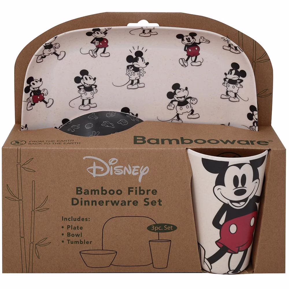 Mickey & Minnie Bamboo 3pc Dinner Set in Window Box- BAMBOO FIBRE DINNERWARE SET