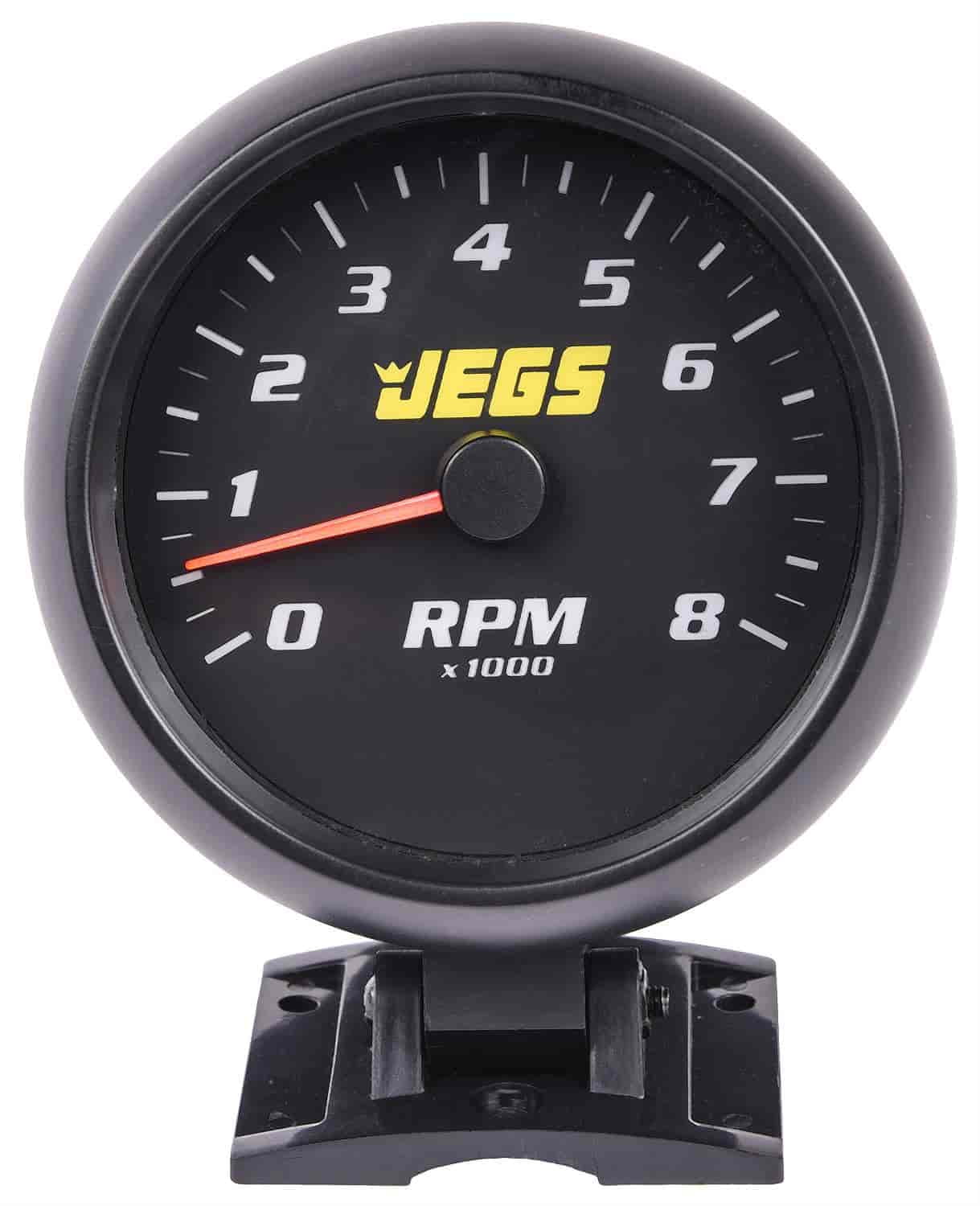 JEGS 41305 3 3/4 in. Pedestal Mount Tachometer 0-8 000 RPM Electrical Black Hous