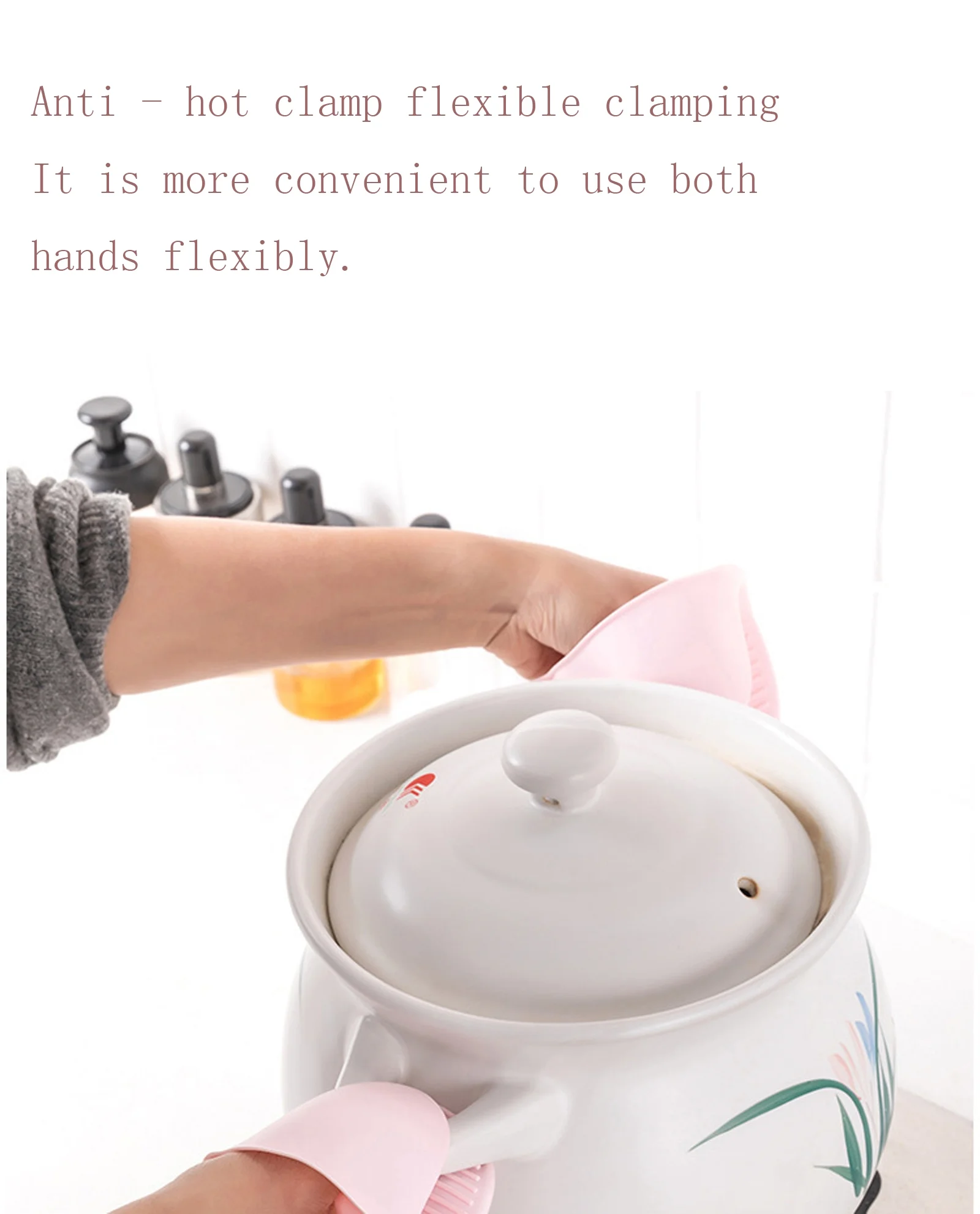 COUTEXYI Kitchen Anti-scalding Tool Set, Hot Plate Gripper Bowl Clips Non-slip Silicone Pad Home Baking Artifact