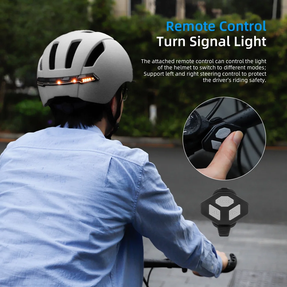 Cycling Helmet with LED Turn Signal, Waterproof & Breathable Safety Headgear for Men Women Bike Electric S