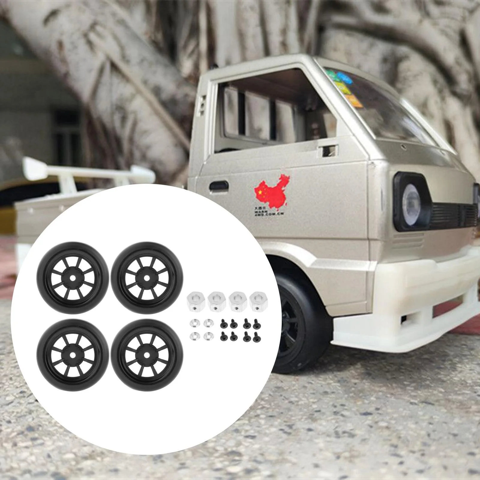 4 Pack Tyres with Wheel Rims :10 RC Truck Upgrade , C, 53x24mm C