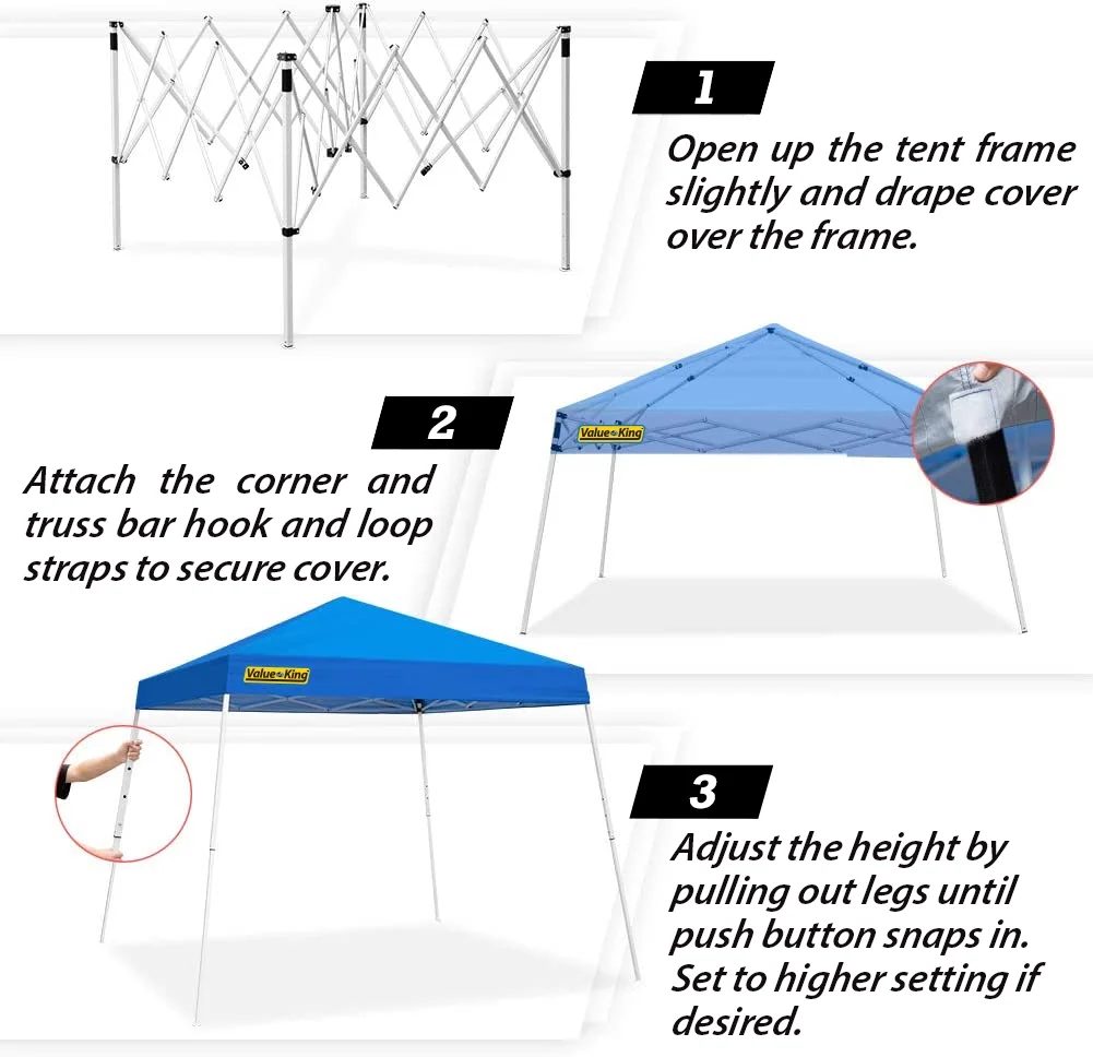 King Canopy Slant leg 10'x10' Instant Pop Up Tent, Blue