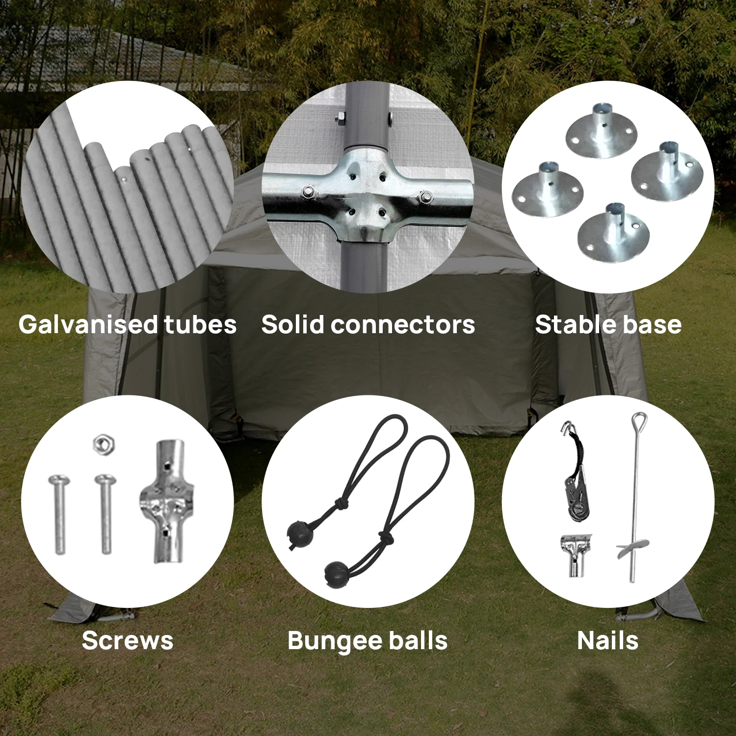 Outdoor 10x20x8 FT Carport Canopy Tent Garage Auto Storage Shed Steel Outdoor Awning Grey