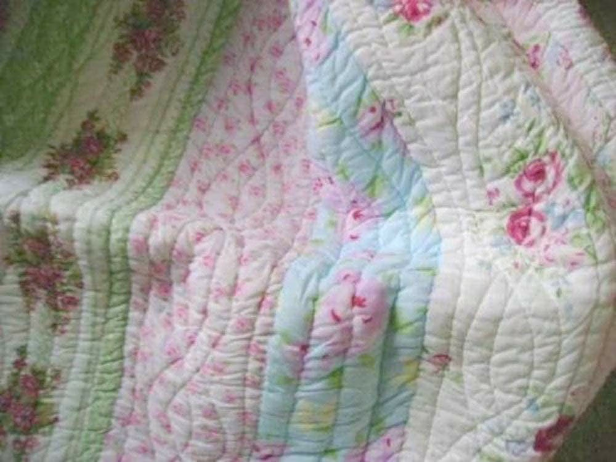 HOOMHIBIU Home Full Queen Quilt Set Shabby Patchwork Vintage Pink Rose Chic