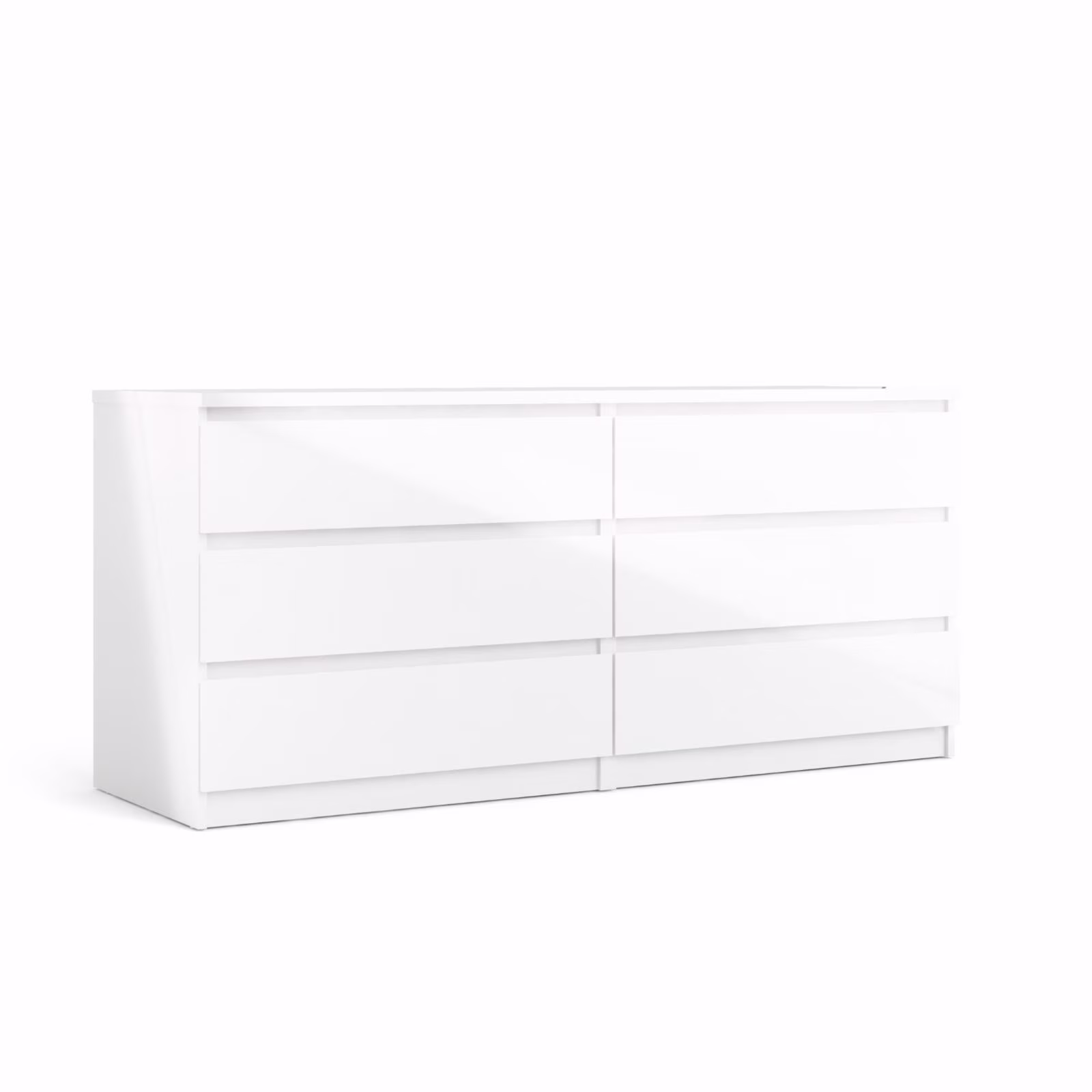 Tvilum Scottsdale Engineered Wood 6 Drawer Double Dresser in White High Gloss