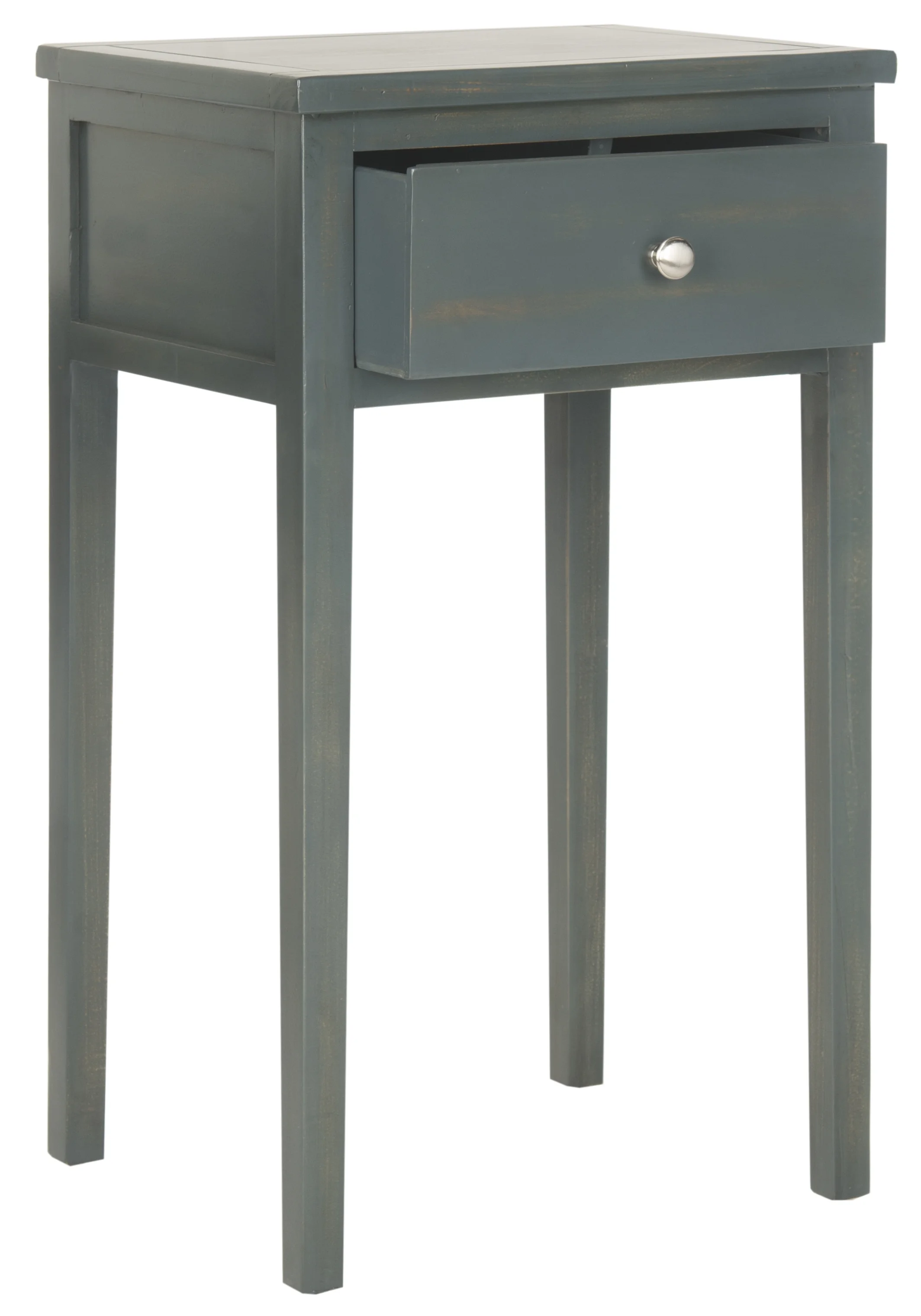 SAFAVIEH Abel Solid Rustic Nightstand with Storage Drawer, Steel Teal