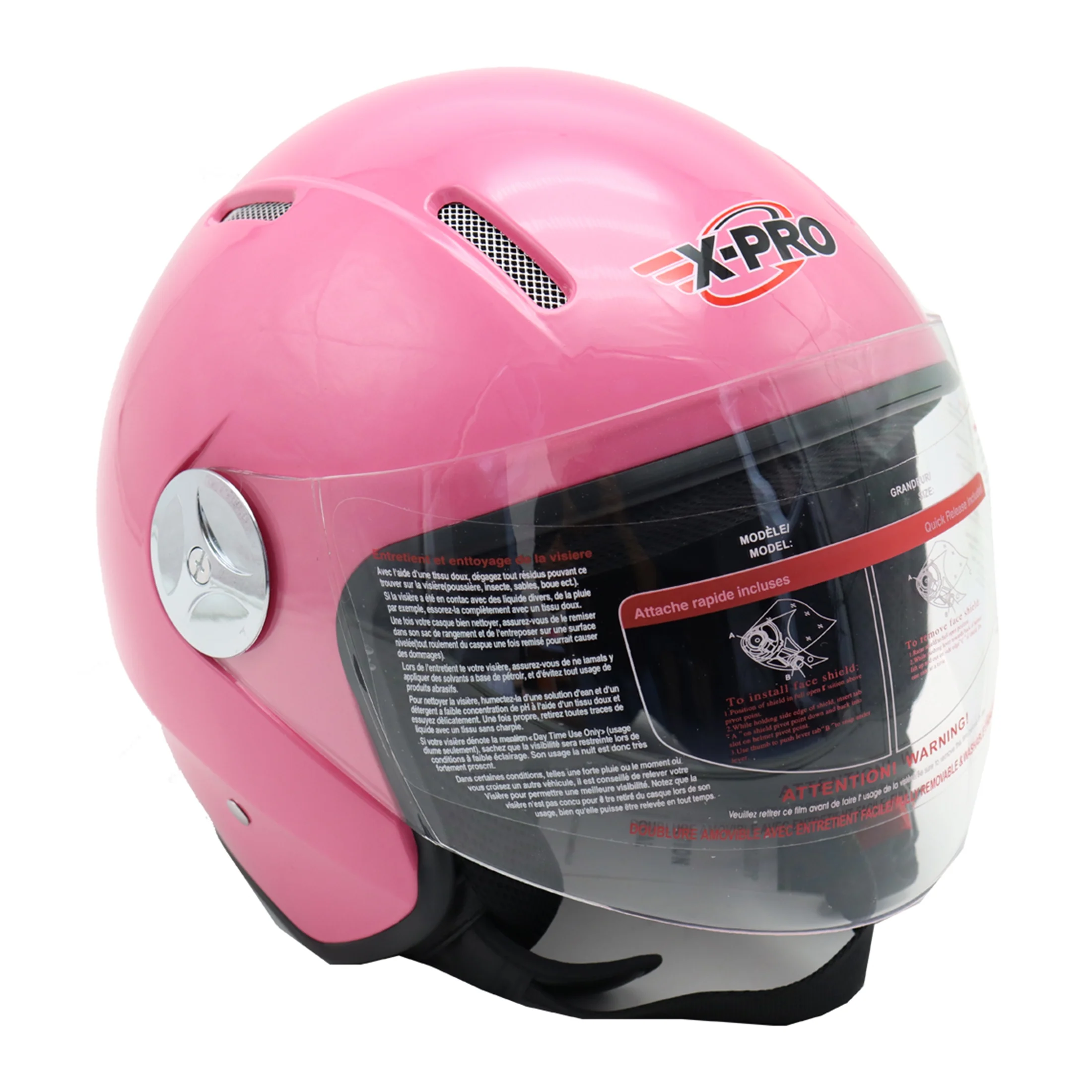 X-PRO Adult DOT Approved Open Face Motorcycle Helmet,Pink
